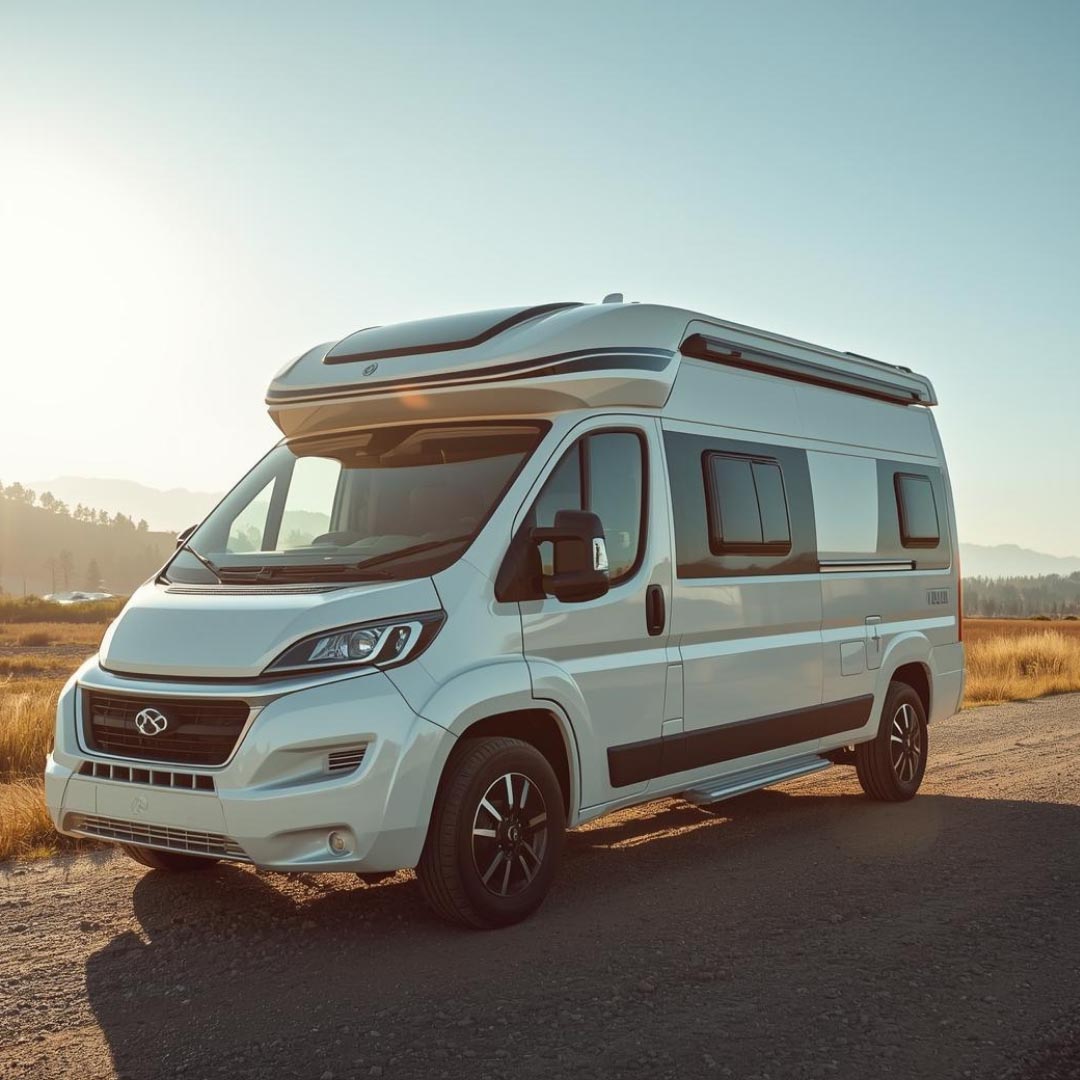 A new Volvo RV parked outdoors, showcasing its spacious design, ideal for family travel and adventures A new Volvo RV parked outdoors, showcasing its spacious design, ideal for family travel and adventures